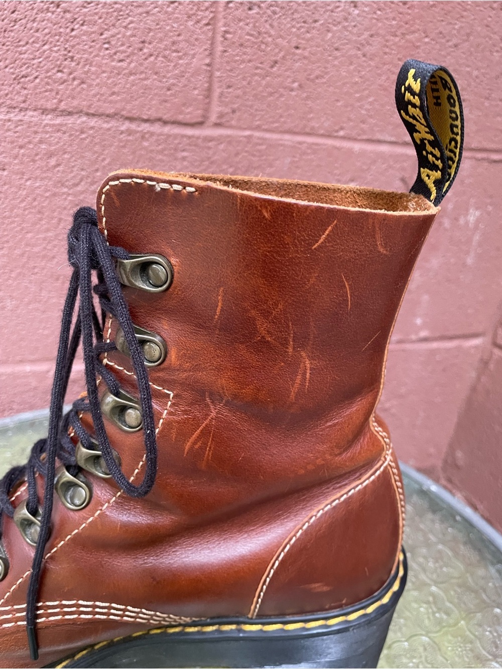 Dr Martens Leona Orleans Leather Platform Heeled Boots Size 9 - Picture 6 of 12